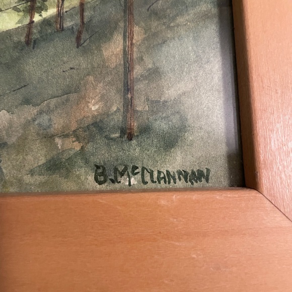 Watercolor , Blue Ridge Mtns, signed B. McClannan professionally framed. - Picture 4 of 6